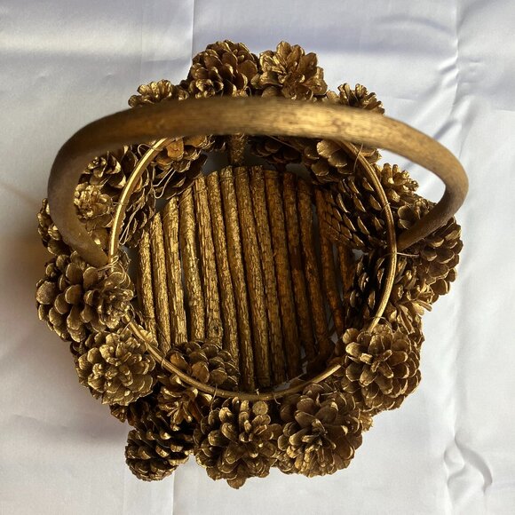 Gold-Colored Pinecone Basket - Picture 4 of 6